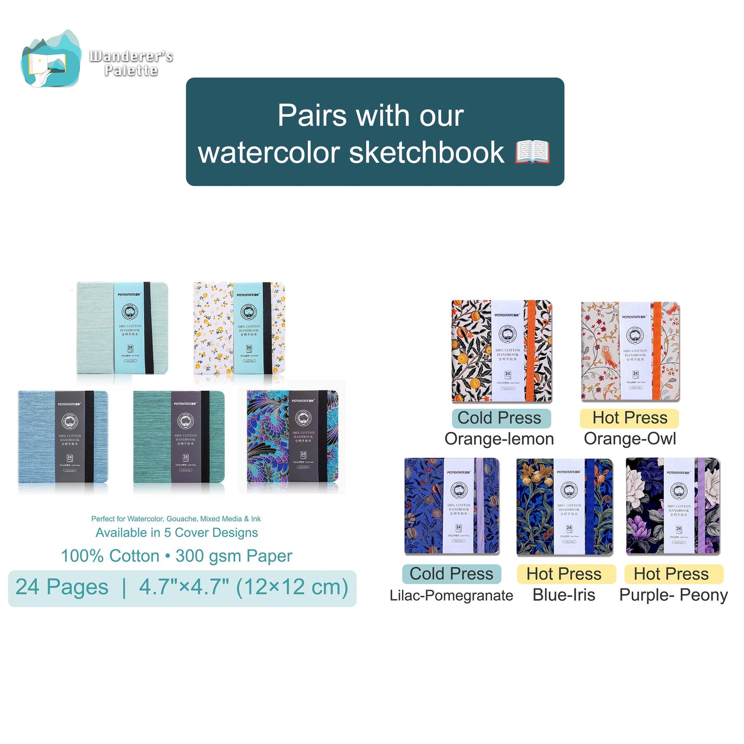 Pocket Watercolor Palette | 12-Well Refillable Travel Palette, Empty or Pre-Filled with Holbein Colors