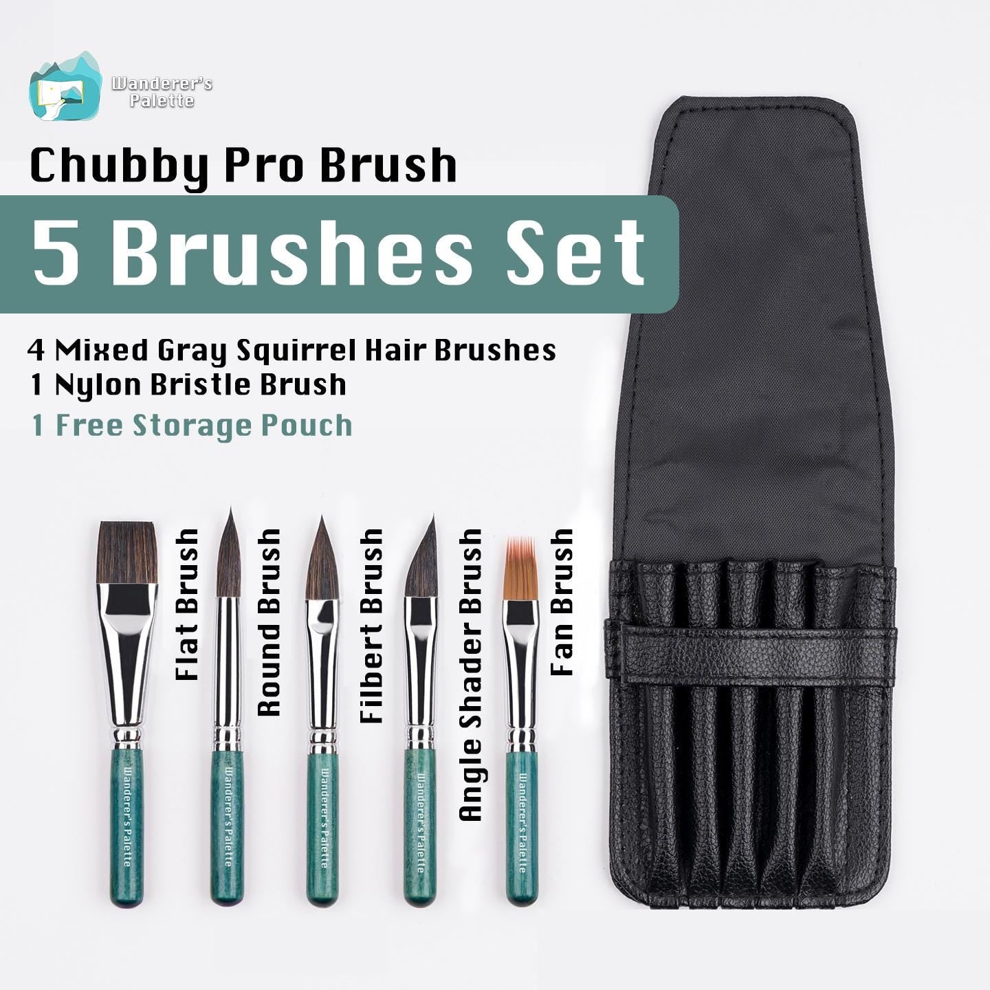 Pos 2: Gray squirrel hair brush bristles close-up - travel brush set