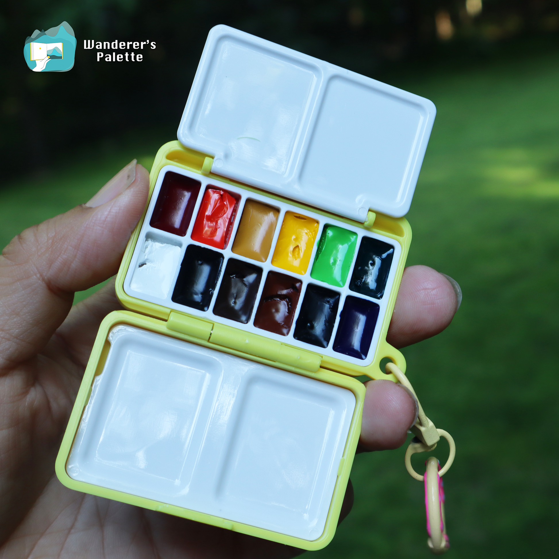 	Pos 9: 12 Holbein watercolor colors detail - mini travel palette