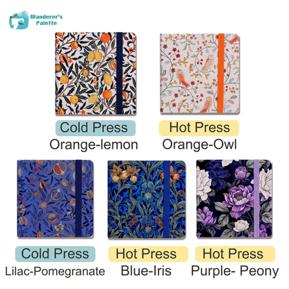 Floral Linen Cover Watercolor Journal | 100% Cotton 300gsm Travel Sketchbook, 4.7×4.7"