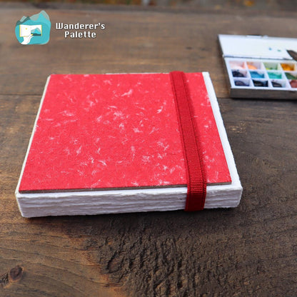 Deckle Edge Cotton Watercolor Journal | 100% Cotton 300gsm Travel Sketchbook, 4×4"