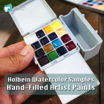 Mini Handmade Watercolor Palette with Water Bucket | Portable Travel Paint Box for Urban Sketching & EDC Art Kit