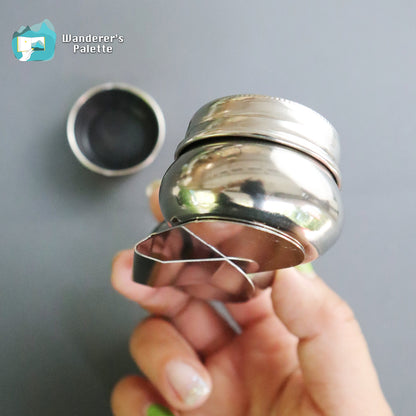 Stainless Steel Travel Palette Cup | Single & Double Dipper with Screw Lid, Artist Water Cup