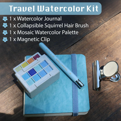 Mini Handmade Watercolor Palette with Water Bucket | Portable Travel Paint Box for Urban Sketching & EDC Art Kit