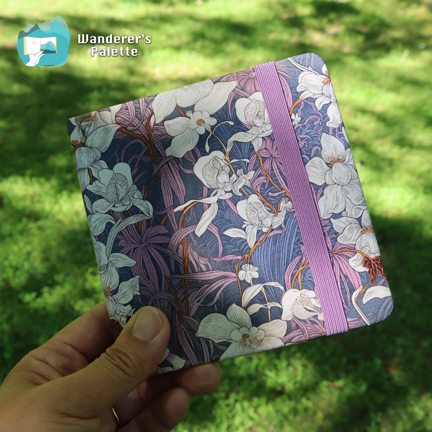 Floral Linen Cover Watercolor Journal | 100% Cotton 300gsm Travel Sketchbook, 4.7×4.7"
