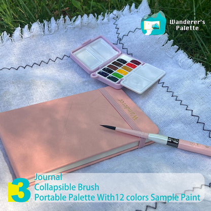 Personalized Watercolor Journal | 100% Cotton Paper Travel Sketchbook with Faux Leather Cover