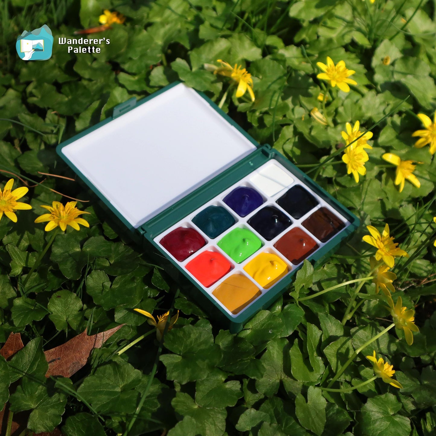 Pocket Watercolor Palette | 12-Well Refillable Travel Palette, Empty or Pre-Filled with Holbein Colors