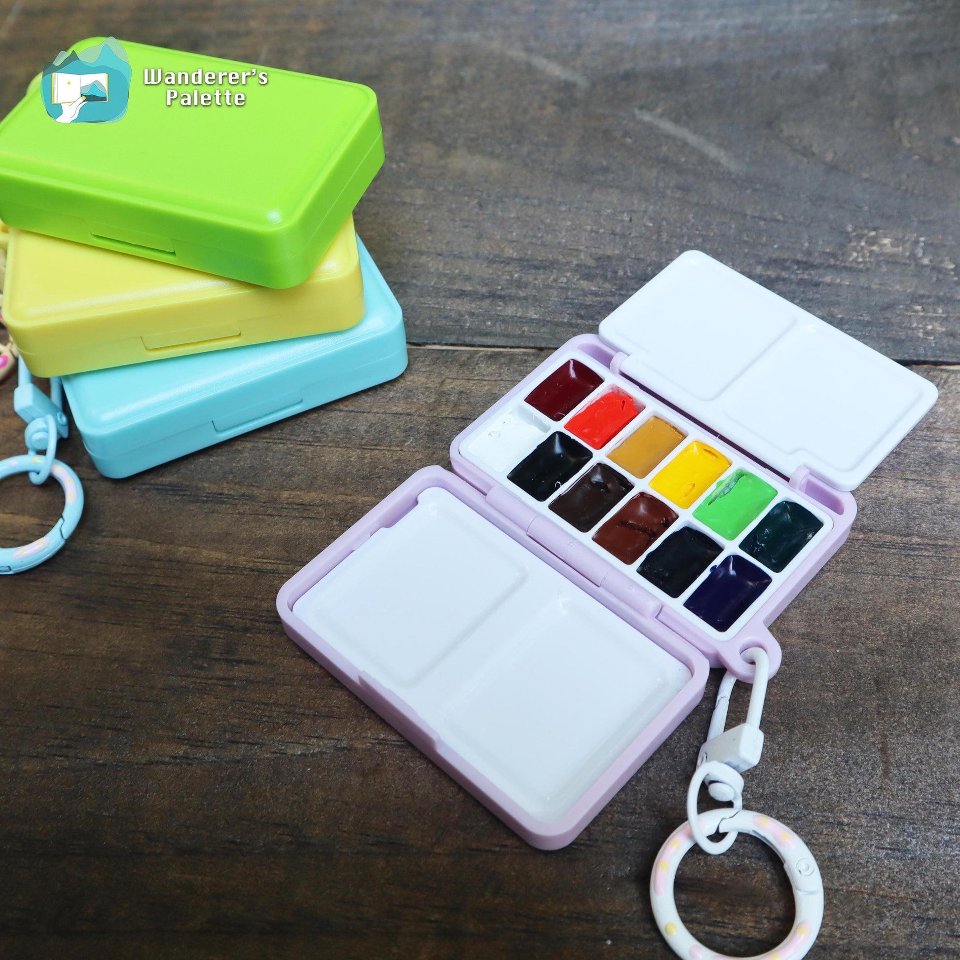	Pos 9: 12 Holbein watercolor colors detail - mini travel palette