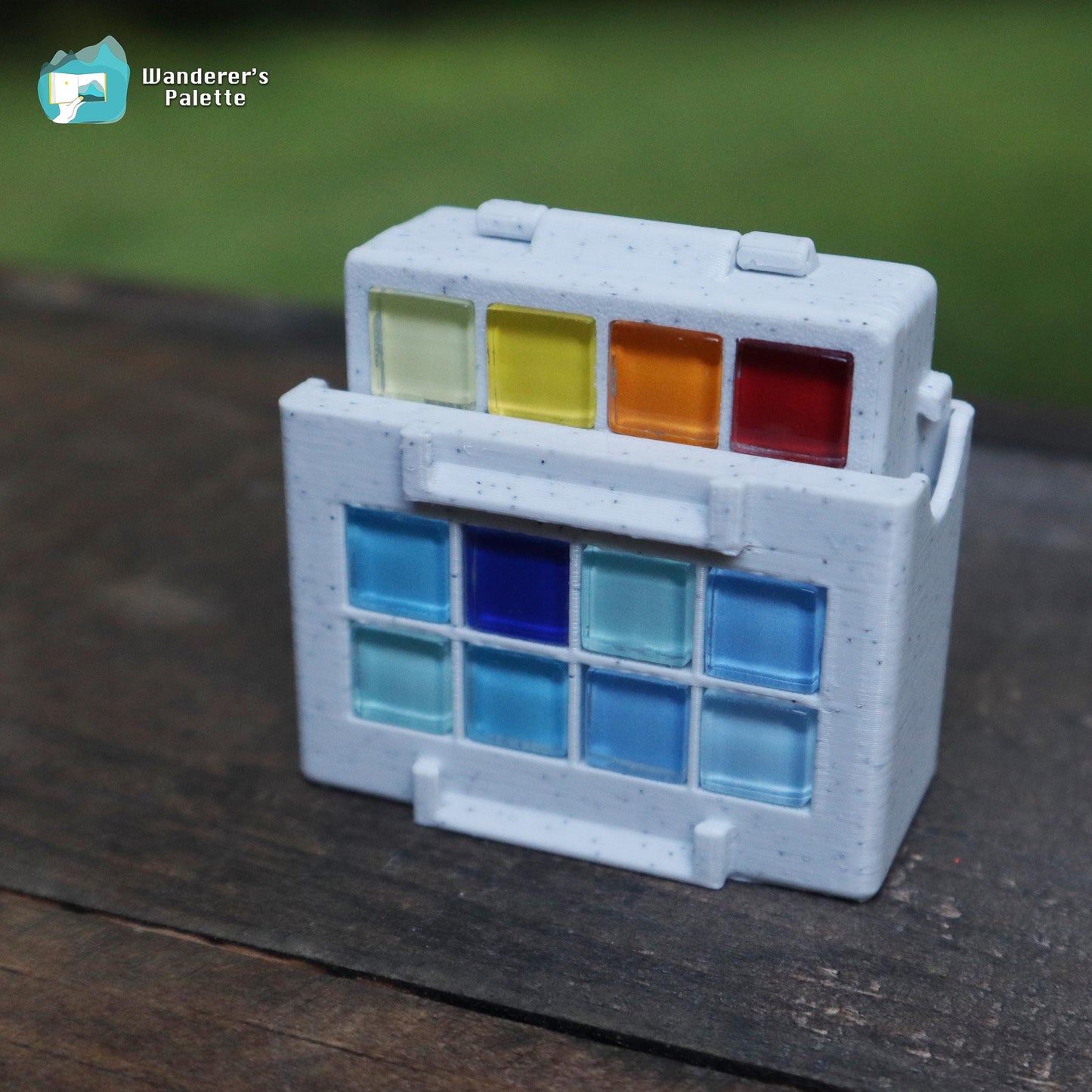 Mini Handmade Watercolor Palette with Water Bucket | Portable Travel Paint Box for Urban Sketching & EDC Art Kit