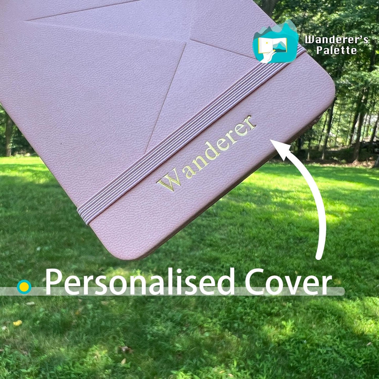 Personalized Watercolor Journal | 100% Cotton Paper Travel Sketchbook with Faux Leather Cover