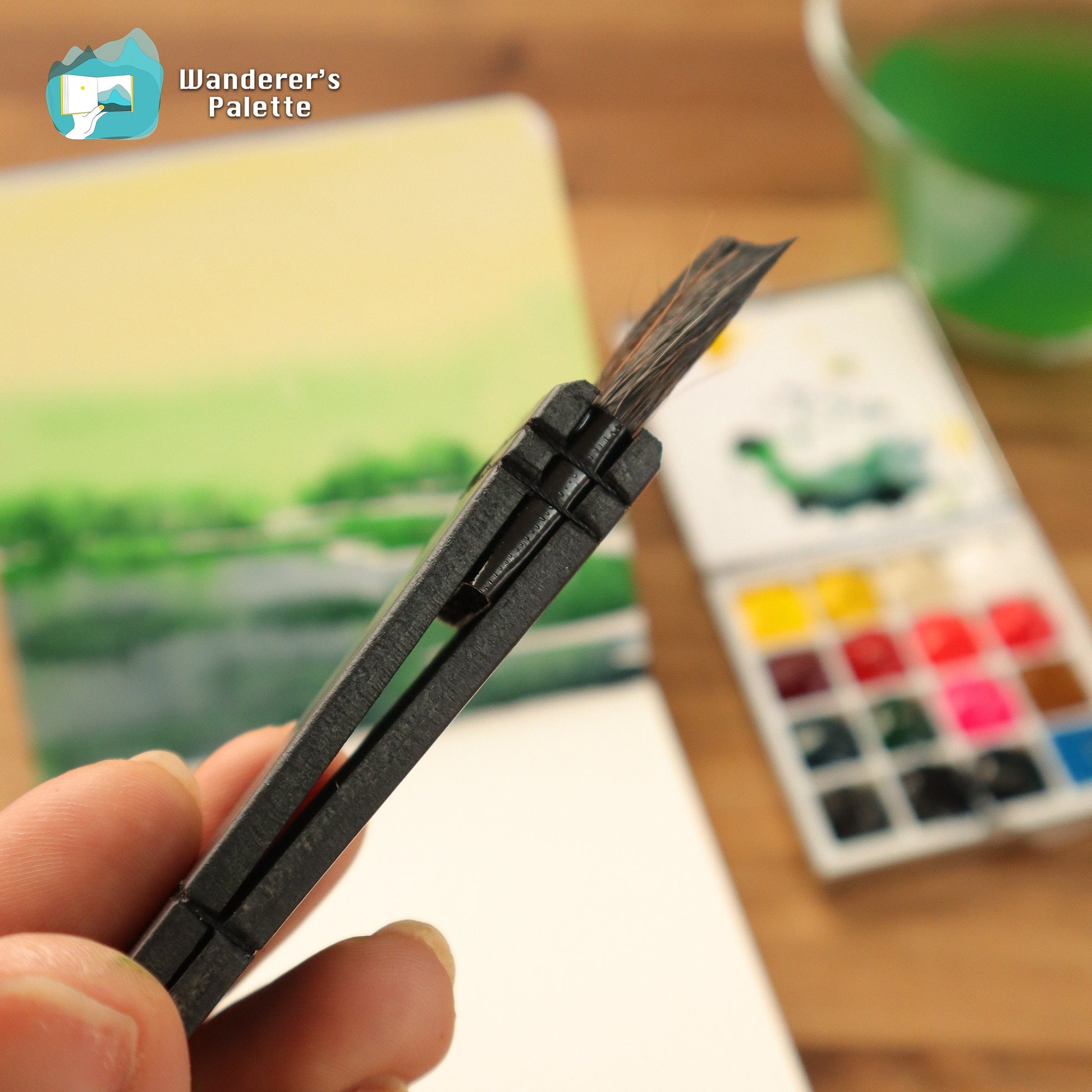 Pos 6: Wooden handle watercolor brush size comparison