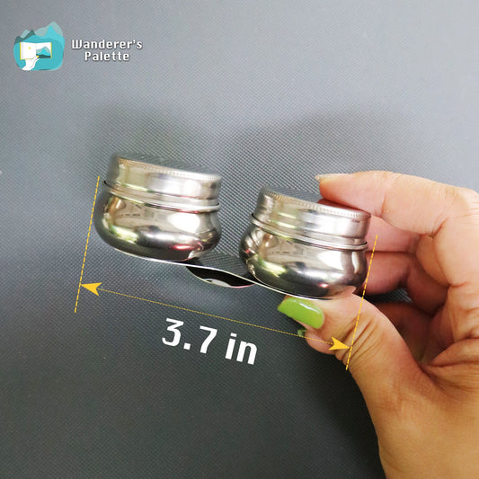 Stainless Steel Travel Palette Cup | Single & Double Dipper with Screw Lid, Artist Water Cup