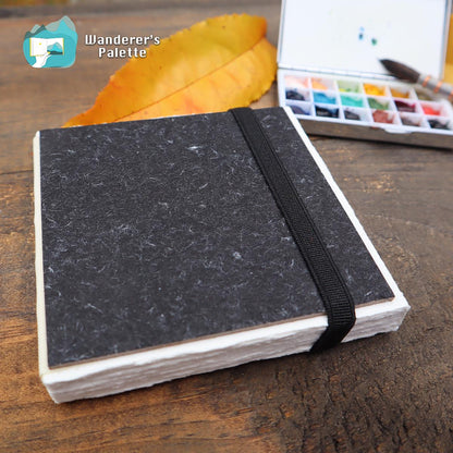 Deckle Edge Cotton Watercolor Journal | 100% Cotton 300gsm Travel Sketchbook, 4×4"