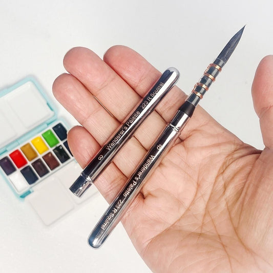 Pos 1: Collapsible travel mop brush - squirrel mix hair for watercolor gouache ink painting