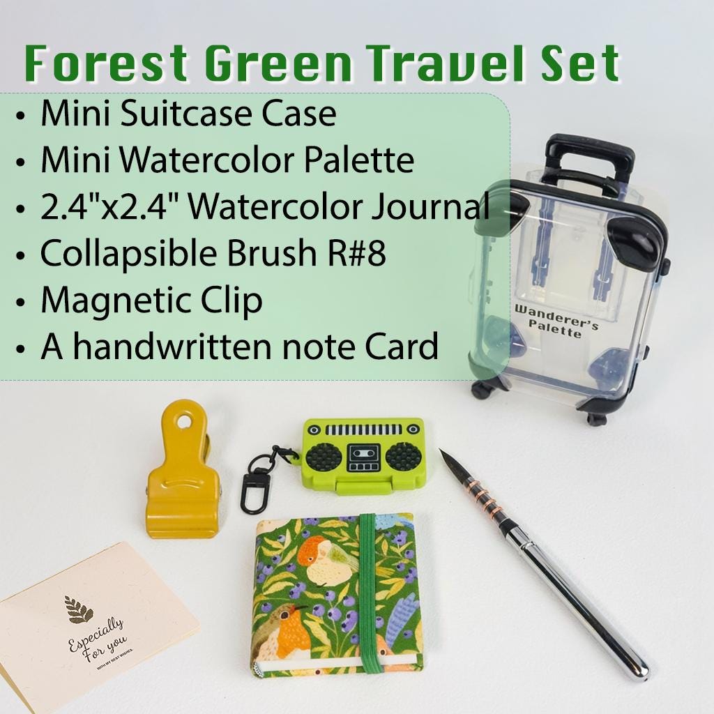 Travel Watercolor Gift Set | Portable Art Kit in Mini Suitcase, Gift for Artists