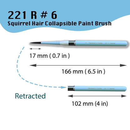 	Pos 8: Blue collapsible brush in hand - portable travel watercolor