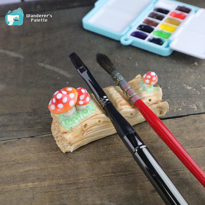 Pos 8: Mushroom brush rest with watercolor brushes - ceramic stand