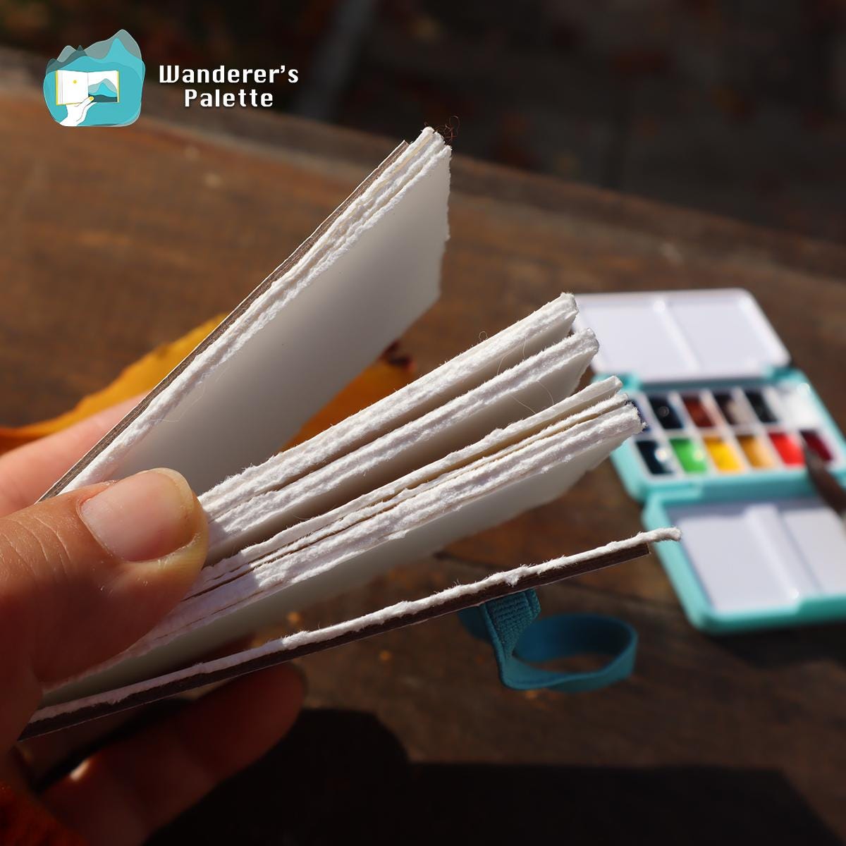 Deckle Edge Cotton Watercolor Journal | 100% Cotton 300gsm Travel Sketchbook, 4×4"