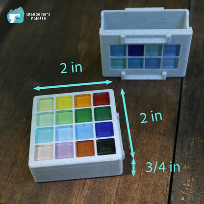 Mini Handmade Watercolor Palette with Water Bucket | Portable Travel Paint Box for Urban Sketching & EDC Art Kit