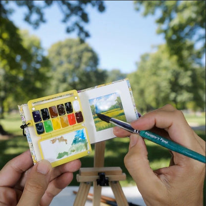 Travel Watercolor Gift Set | Portable Art Kit in Mini Suitcase, Gift for Artists