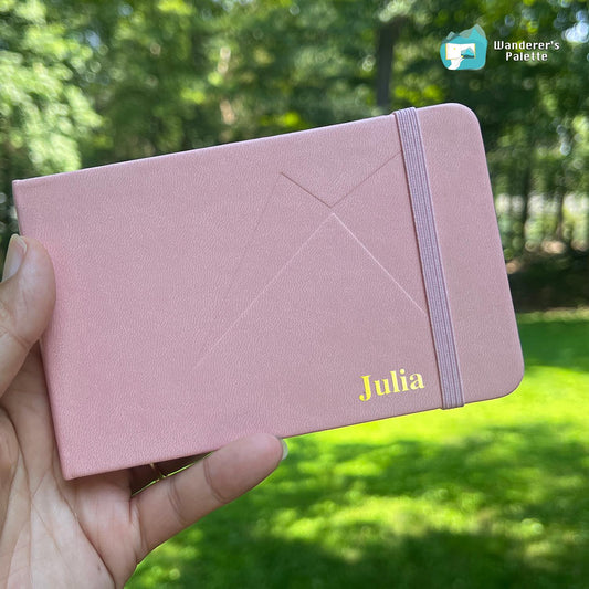 Personalized Watercolor Journal | 100% Cotton Paper Travel Sketchbook with Faux Leather Cover