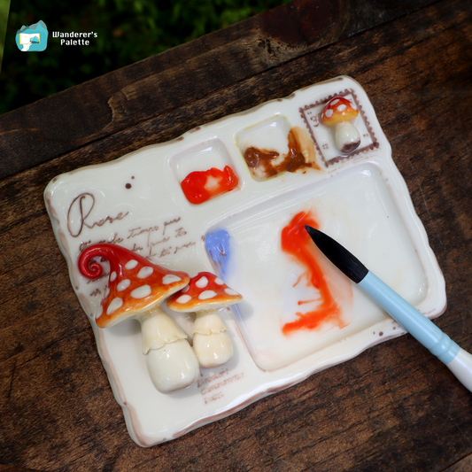 Handmade Ceramic Mushroom Watercolor Accessories | Artist Gift | Woodland Pottery watercolor palettte