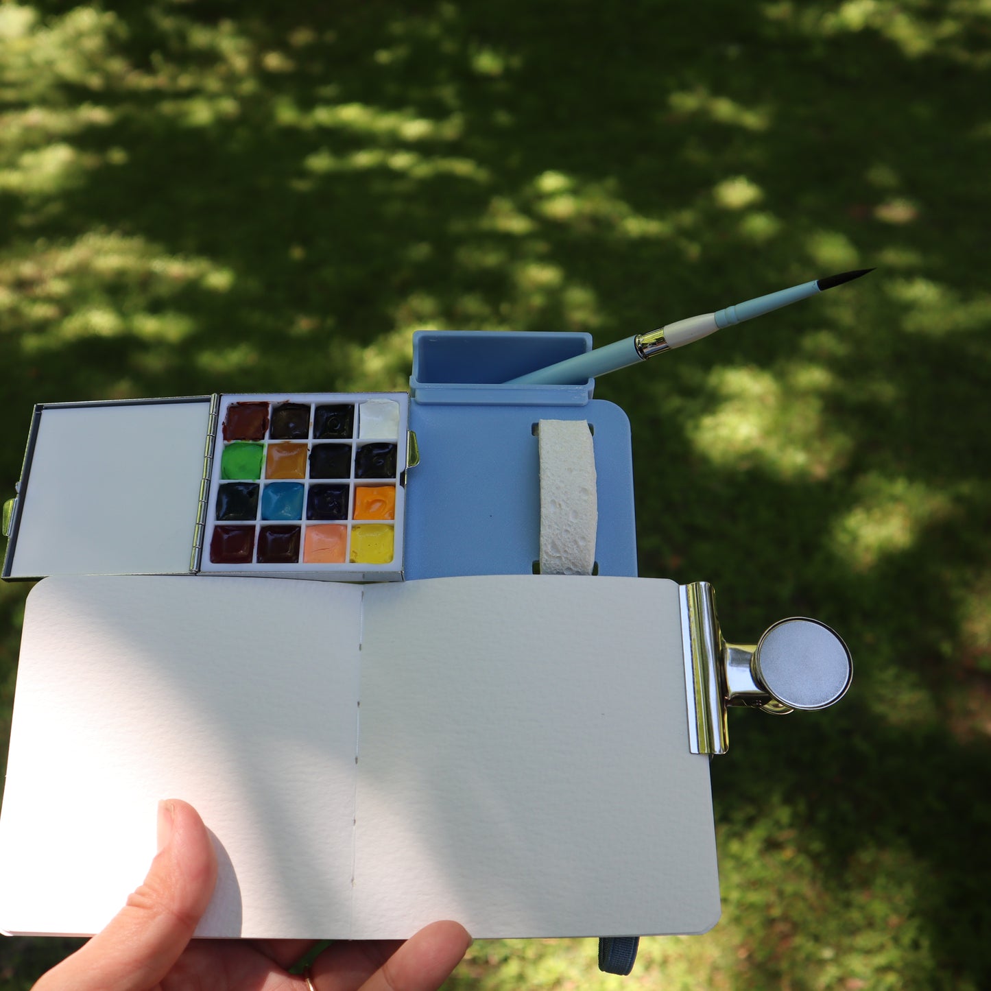 Small - Magnetic Palette Adapter for Watercolor | Plein Air Painting Board with Water Bucket & Sponge Slot