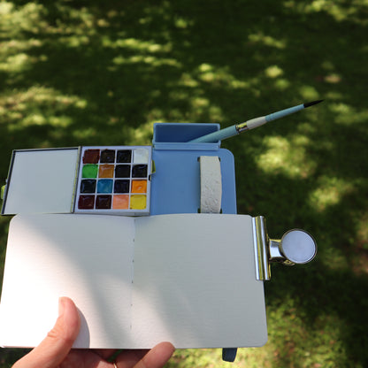 Small - Magnetic Palette Adapter for Watercolor | Plein Air Painting Board with Water Bucket & Sponge Slot
