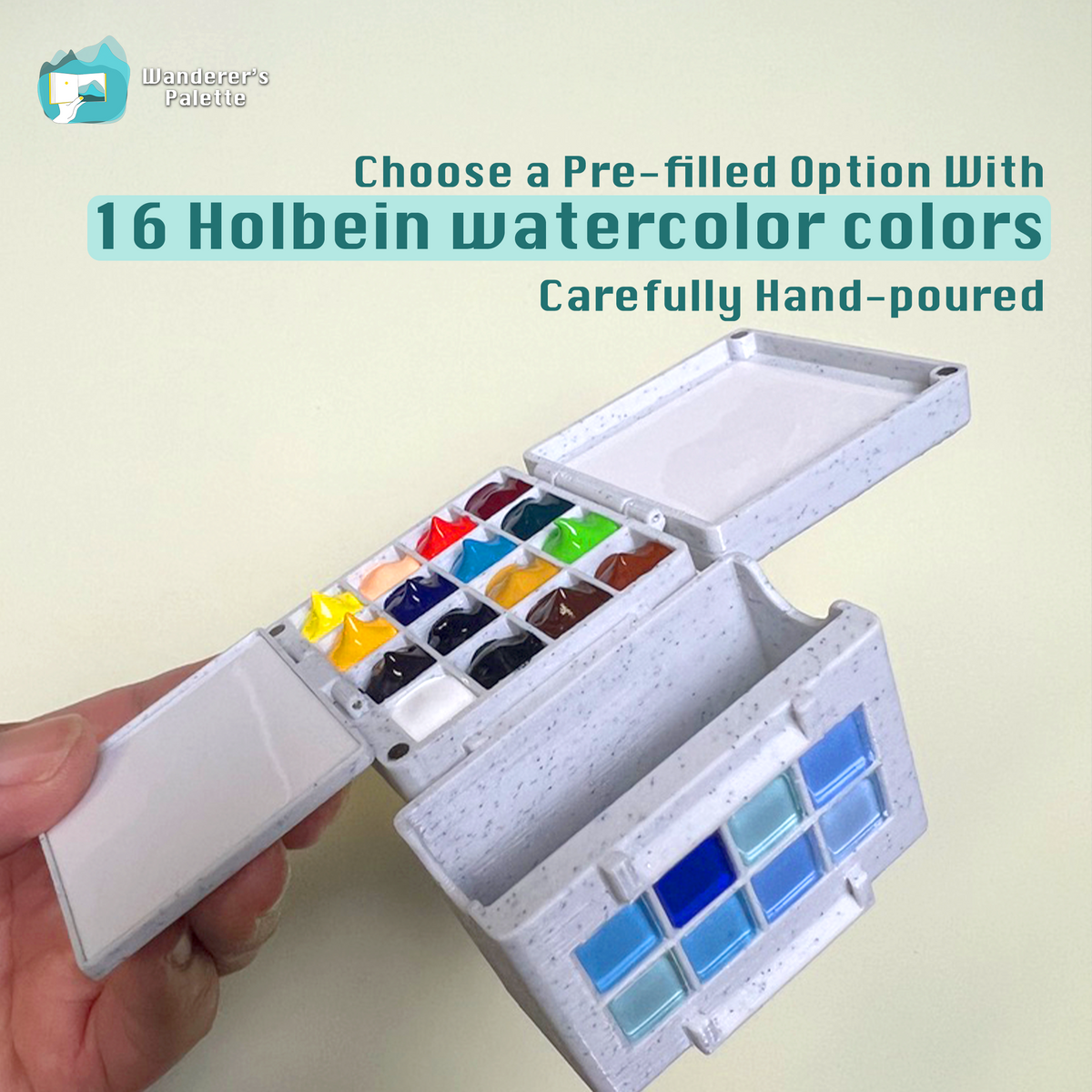 Mini Handmade Watercolor Palette with Water Bucket – product view 15