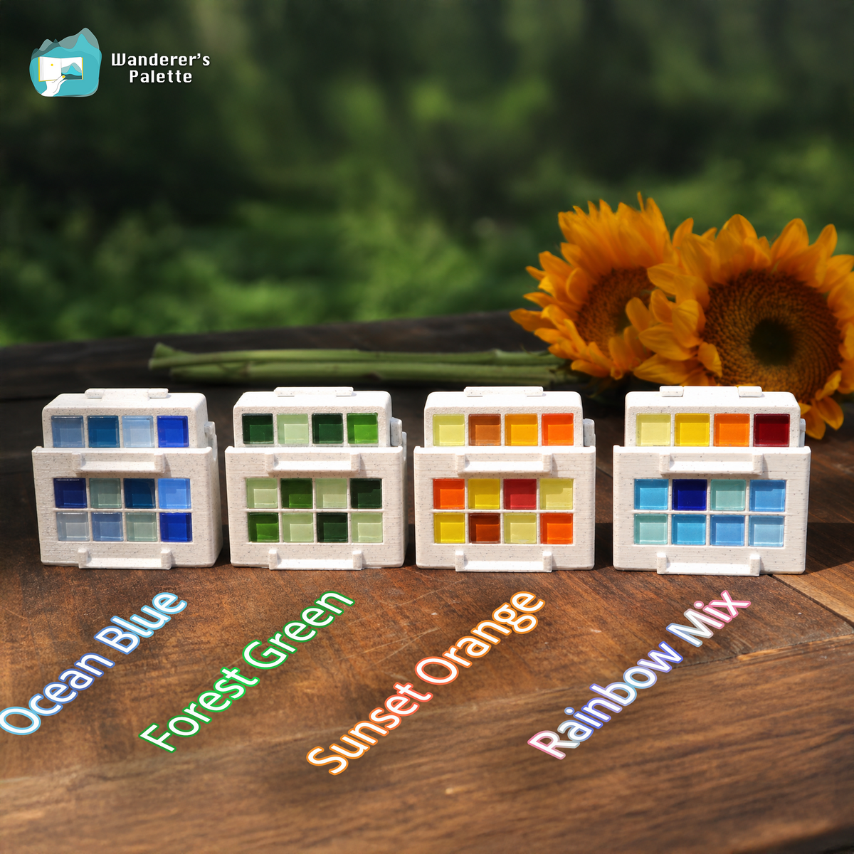 Mini Handmade Watercolor Palette with Water Bucket – alternate view