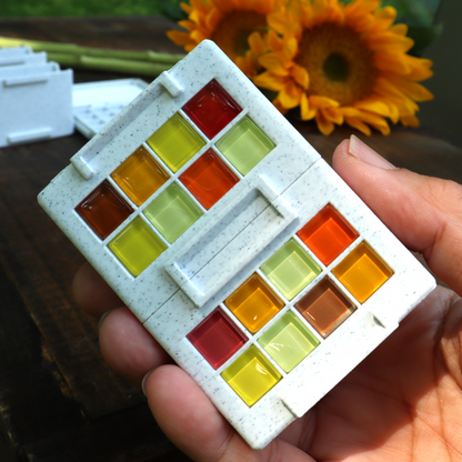 24 Wells Handmade Watercolor Palette | Portable Travel Paint Box, Urban Sketching Art Kit - Orange