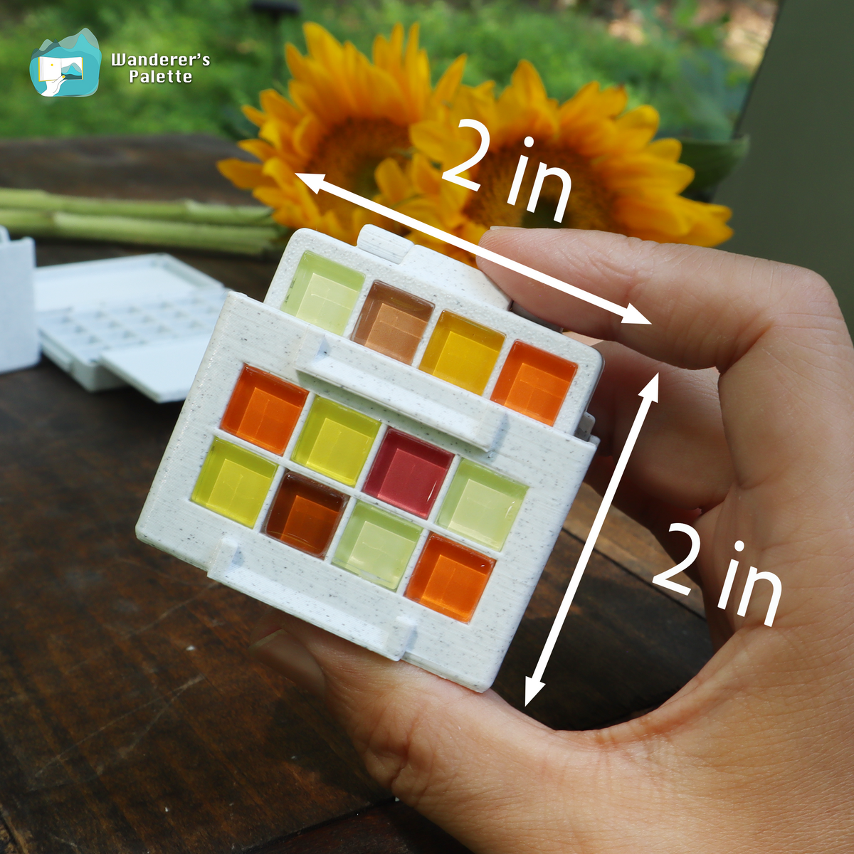 Mini Handmade Watercolor Palette with Water Bucket – detail view