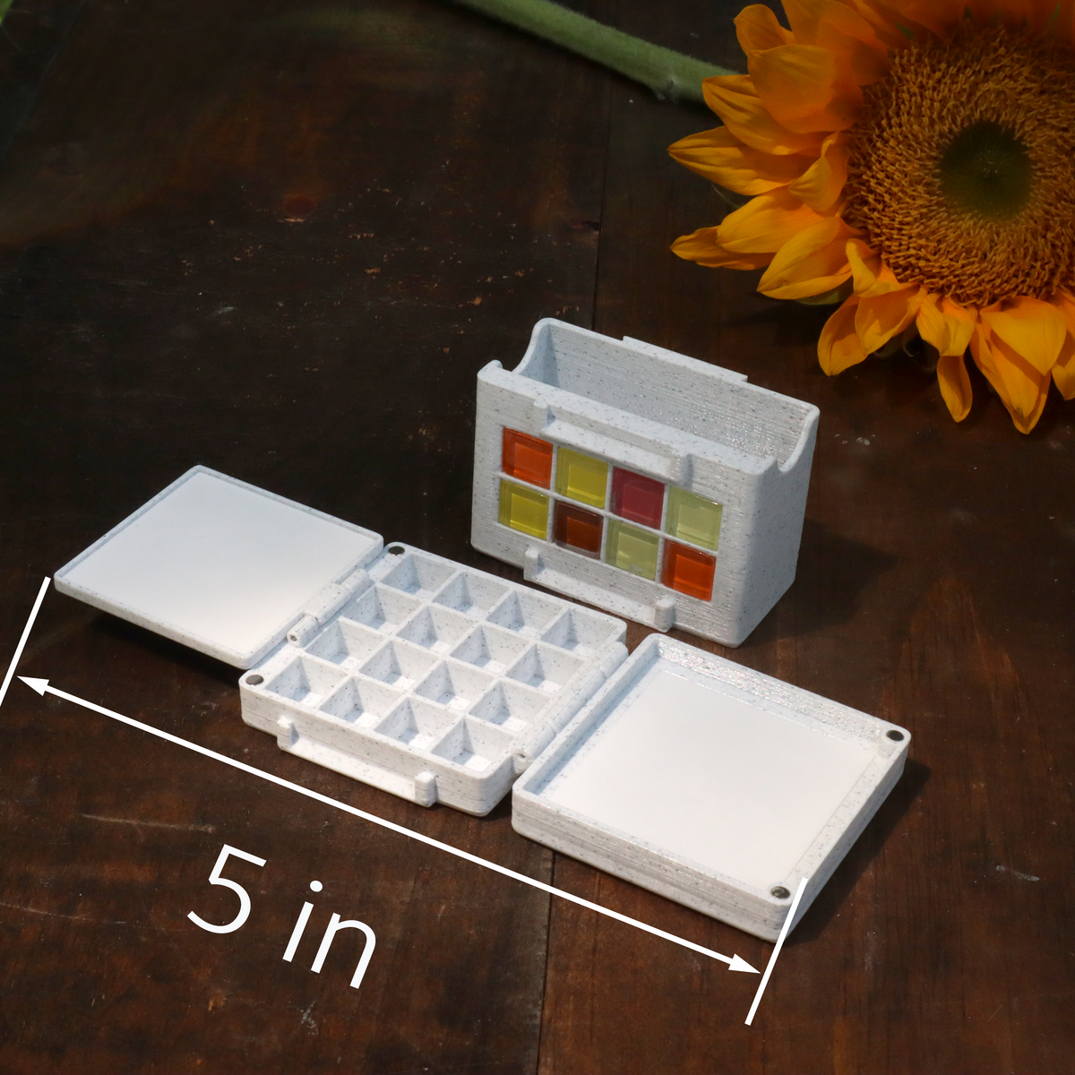 Mini Handmade Watercolor Palette with Water Bucket – product view 8