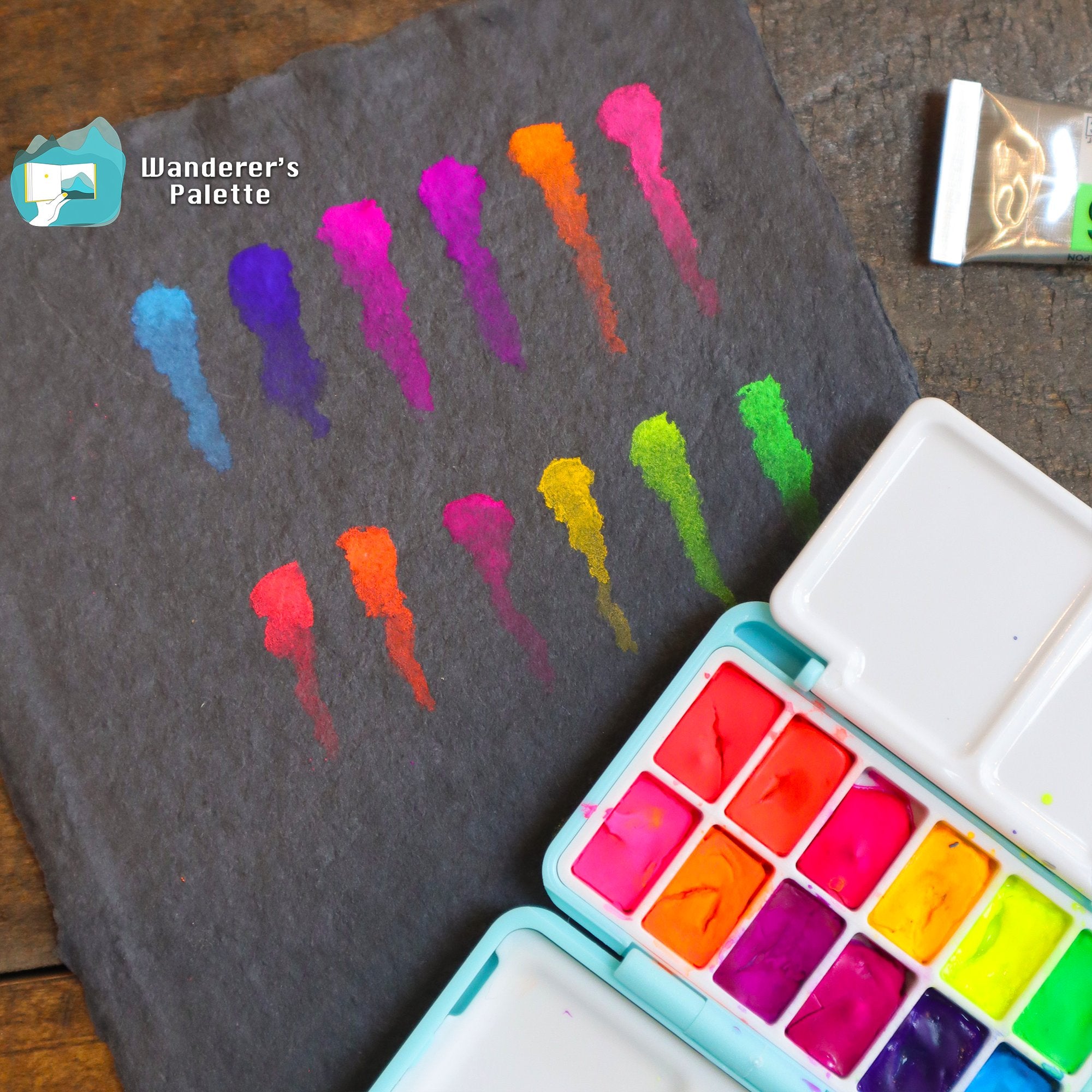 Holbein Luminous swatches on black paper