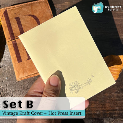 	Pos 5: Vintage kraft paper notebook charms and elastic closure detail