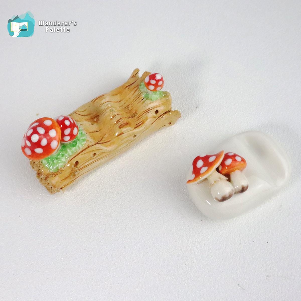 Pos 4: Mushroom brush rest detail - handmade ceramic paint brush holder