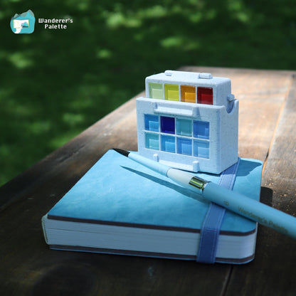 Mini Handmade Watercolor Palette with Water Bucket | Portable Travel Paint Box for Urban Sketching & EDC Art Kit