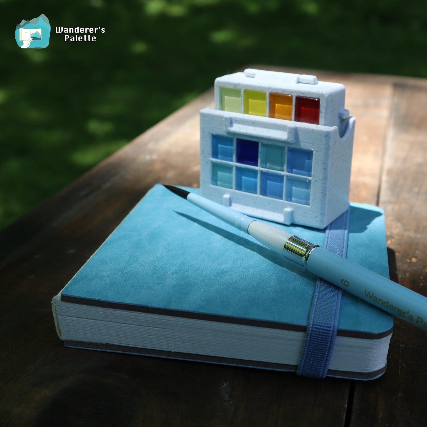 Mini Handmade Watercolor Palette with Water Bucket | Portable Travel Paint Box for Urban Sketching & EDC Art Kit