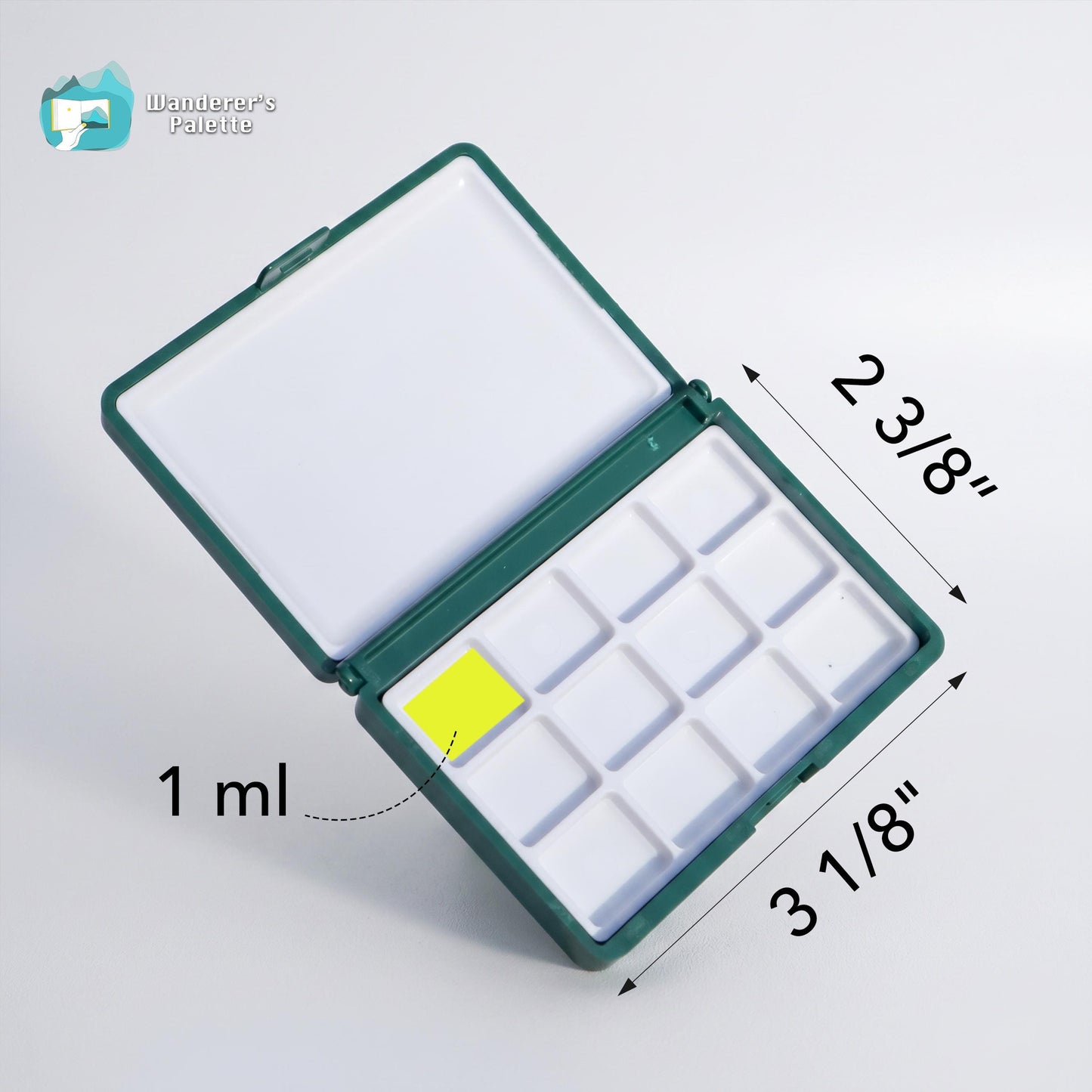 Pocket Watercolor Palette | 12-Well Refillable Travel Palette, Empty or Pre-Filled with Holbein Colors