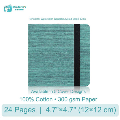 Cotton Paper Watercolor Journal | 100% Cotton 300gsm Travel Sketchbook for Painting & Plein Air, 4.7×4.7"