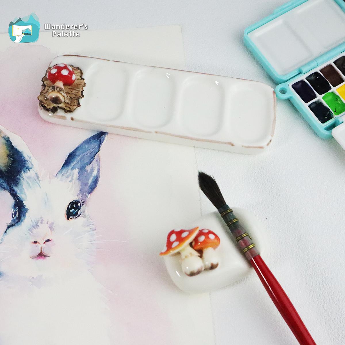 Pos 7: Mushroom ceramic brush rest gift packaging - artist brush holder