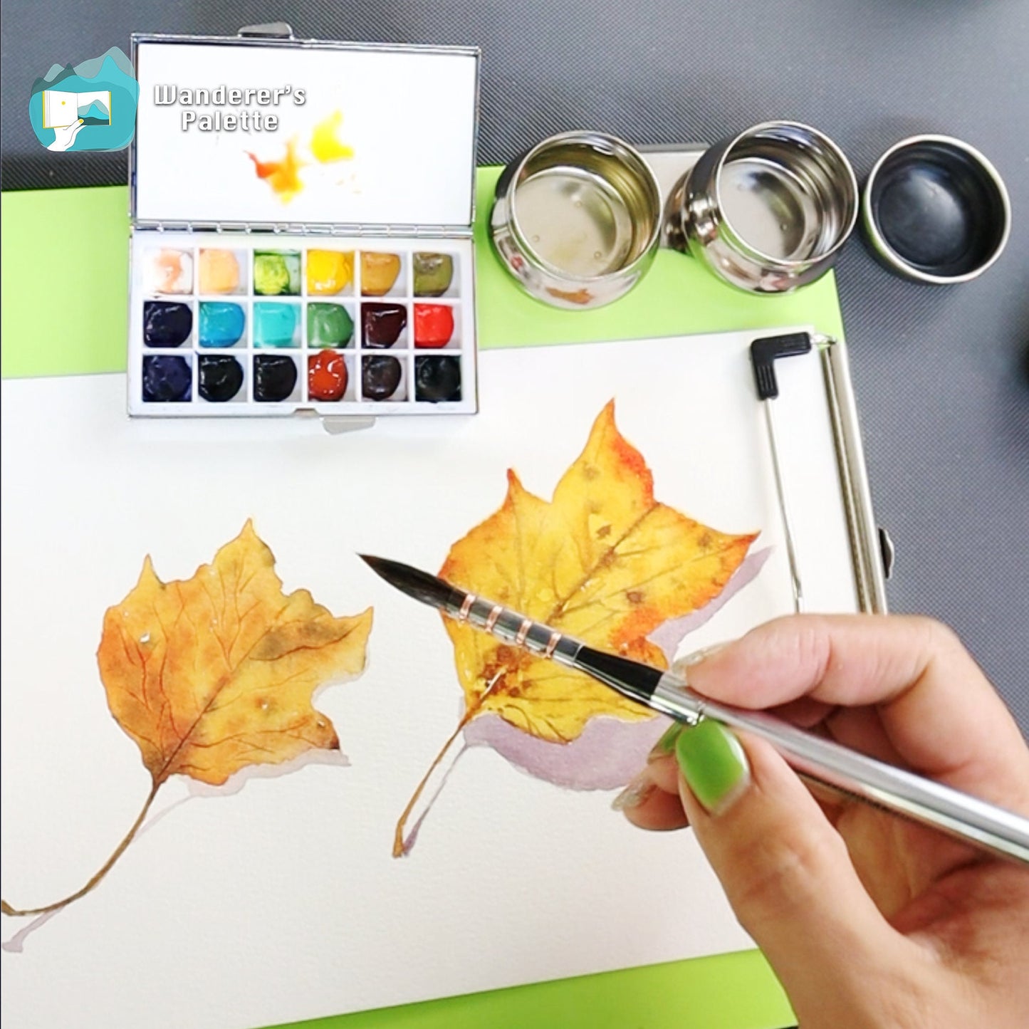 Stainless Steel Travel Palette Cup | Single & Double Dipper with Screw Lid, Artist Water Cup