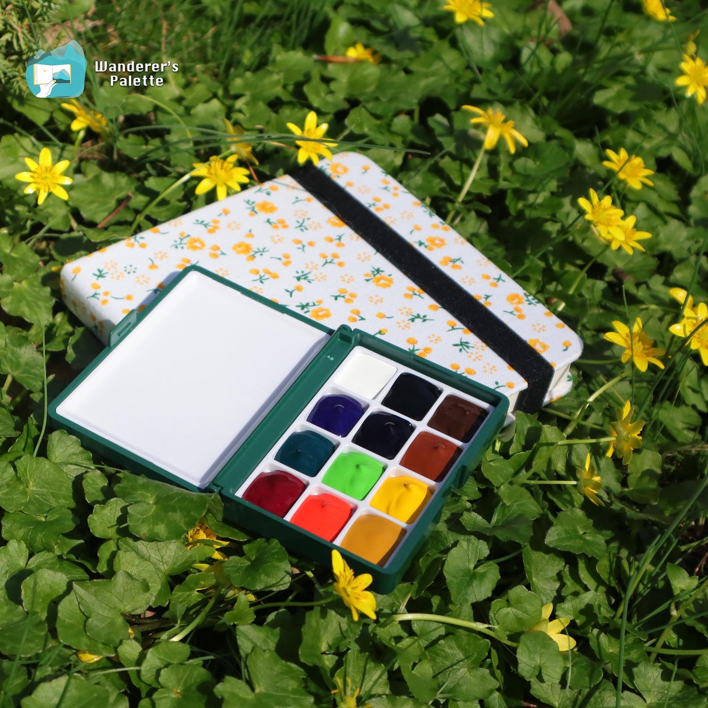 Pocket Watercolor Palette | 12-Well Refillable Travel Palette, Empty or Pre-Filled with Holbein Colors