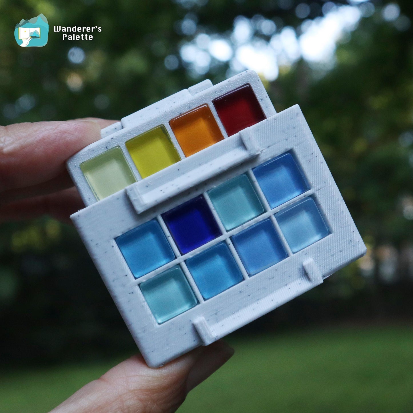 Mini Handmade Watercolor Palette with Water Bucket | Portable Travel Paint Box for Urban Sketching & EDC Art Kit