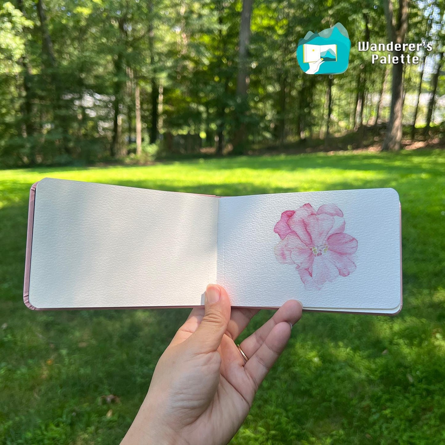 Personalized Watercolor Journal | 100% Cotton Paper Travel Sketchbook with Faux Leather Cover