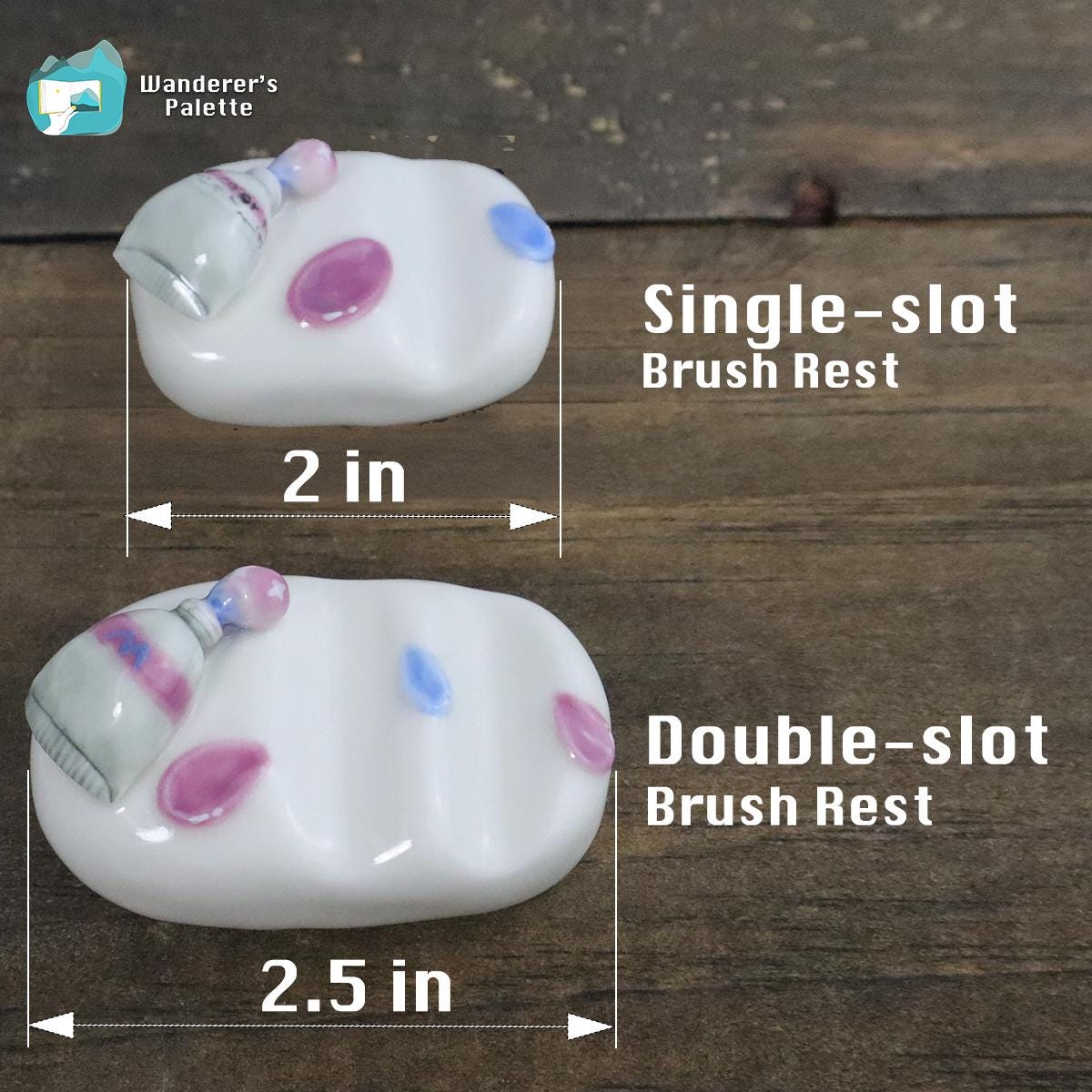 Pos 8: Monogrammed brush rest with brushes - handmade ceramic holder