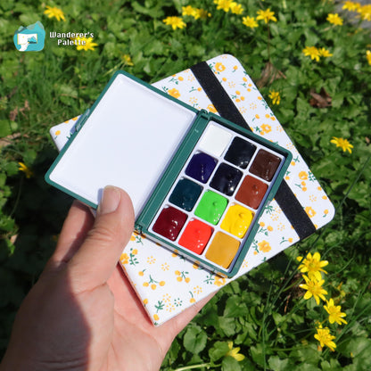 Pocket Watercolor Palette | 12-Well Refillable Travel Palette, Empty or Pre-Filled with Holbein Colors