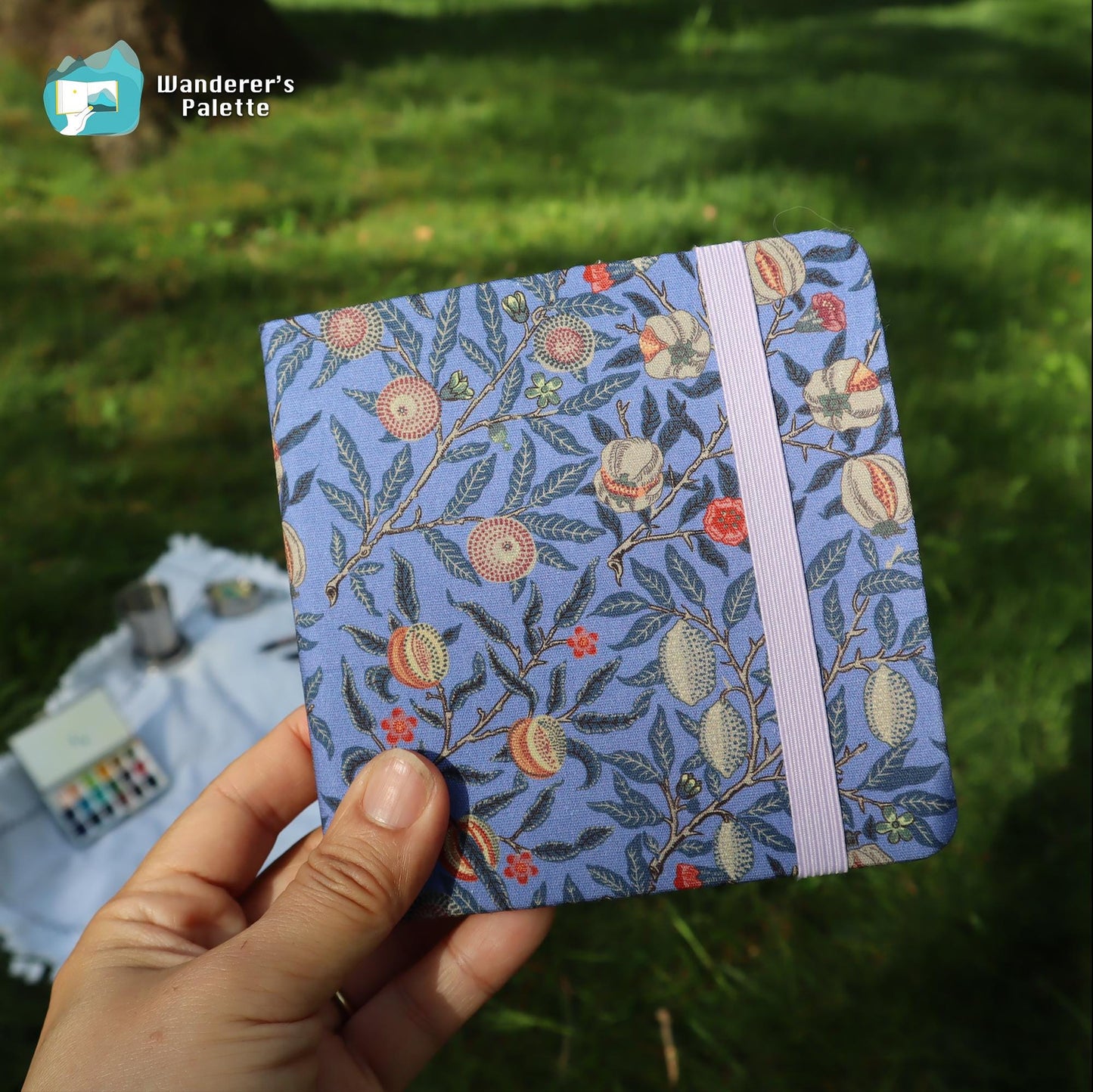 Floral Linen Cover Watercolor Journal | 100% Cotton 300gsm Travel Sketchbook, 4.7×4.7"