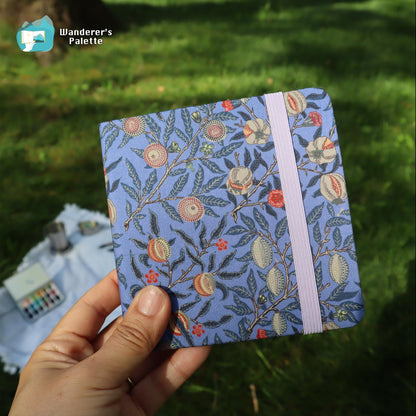 Floral Linen Cover Watercolor Journal | 100% Cotton 300gsm Travel Sketchbook, 4.7×4.7"