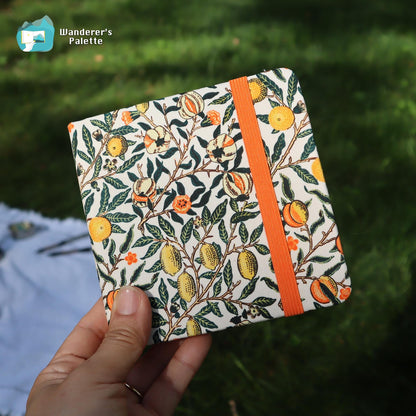 Floral Linen Cover Watercolor Journal | 100% Cotton 300gsm Travel Sketchbook, 4.7×4.7"